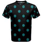 Polka Dots - Teal on Black Men s Cotton Tee