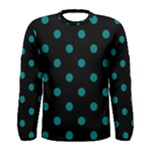 Polka Dots - Teal on Black Men s Long Sleeve T-shirt