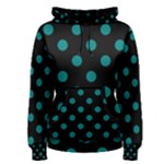 Polka Dots - Teal on Black Women s Pullover Hoodie