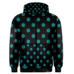 Polka Dots - Teal on Black Men s Zipper Hoodie
