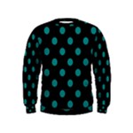 Polka Dots - Teal on Black Kid s Sweatshirt