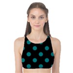 Polka Dots - Teal on Black Tank Bikini Top