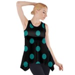 Polka Dots - Teal on Black Side Drop Tank Tunic