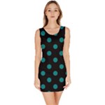 Polka Dots - Teal on Black Bodycon Dress