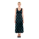 Polka Dots - Teal on Black Full Print Maxi Dress