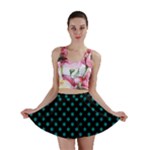 Polka Dots - Teal on Black Mini Skirt