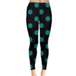 Polka Dots - Teal on Black Women s Leggings