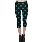Polka Dots - Teal on Black Capri Leggings