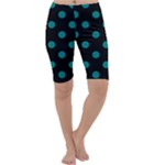 Polka Dots - Teal on Black Cropped Leggings