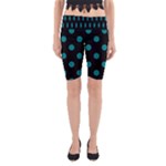 Polka Dots - Teal on Black Yoga Cropped Leggings