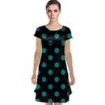 Polka Dots - Teal on Black Cap Sleeve Nightdress