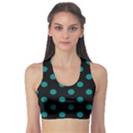 Polka Dots - Teal on Black Women s Sports Bra