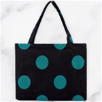 Polka Dots - Teal on Black Mini Tote Bag