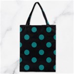 Polka Dots - Teal on Black Classic Tote Bag
