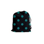 Polka Dots - Teal on Black Drawstring Pouch (S)