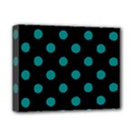 Polka Dots - Teal on Black Deluxe Canvas 14  x 11  (Stretched)