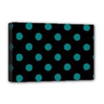 Polka Dots - Teal on Black Deluxe Canvas 18  x 12  (Stretched)