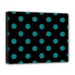 Polka Dots - Teal on Black Deluxe Canvas 20  x 16  (Stretched)