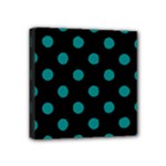 Polka Dots - Teal on Black Mini Canvas 4  x 4  (Stretched)