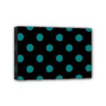 Polka Dots - Teal on Black Mini Canvas 6  x 4  (Stretched)