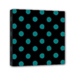 Polka Dots - Teal on Black Mini Canvas 6  x 6  (Stretched)