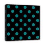Polka Dots - Teal on Black Mini Canvas 8  x 8  (Stretched)