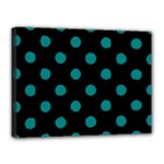 Polka Dots - Teal on Black Canvas 16  x 12  (Stretched)