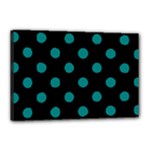 Polka Dots - Teal on Black Canvas 18  x 12  (Stretched)
