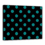 Polka Dots - Teal on Black Canvas 24  x 20  (Stretched)