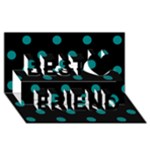 Polka Dots - Teal on Black Best Friends 3D Greeting Card (8x4)