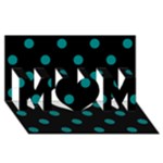 Polka Dots - Teal on Black MOM 3D Greeting Card (8x4)