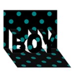 Polka Dots - Teal on Black BOY 3D Greeting Card (7x5)