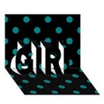 Polka Dots - Teal on Black GIRL 3D Greeting Card (7x5)