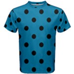Polka Dots - Black on Cerulean Men s Cotton Tee