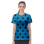 Polka Dots - Black on Cerulean Women s Sport Mesh Tee