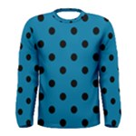 Polka Dots - Black on Cerulean Men s Long Sleeve T-shirt