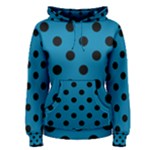 Polka Dots - Black on Cerulean Women s Pullover Hoodie