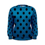 Polka Dots - Black on Cerulean Women s Sweatshirt