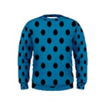 Polka Dots - Black on Cerulean Kid s Sweatshirt