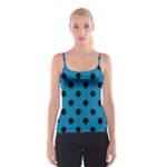 Polka Dots - Black on Cerulean Spaghetti Strap Top