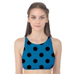 Polka Dots - Black on Cerulean Tank Bikini Top
