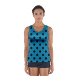 Polka Dots - Black on Cerulean Women s Sport Tank Top