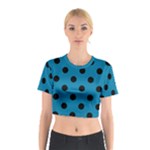 Polka Dots - Black on Cerulean Cotton Crop Top