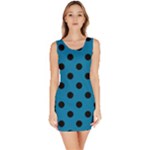 Polka Dots - Black on Cerulean Bodycon Dress