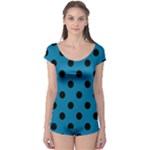 Polka Dots - Black on Cerulean Boyleg Leotard (Ladies)