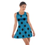Polka Dots - Black on Cerulean Cotton Racerback Dress