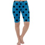 Polka Dots - Black on Cerulean Cropped Leggings