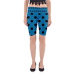 Polka Dots - Black on Cerulean Yoga Cropped Leggings
