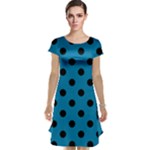 Polka Dots - Black on Cerulean Cap Sleeve Nightdress