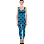 Polka Dots - Black on Cerulean OnePiece Catsuit